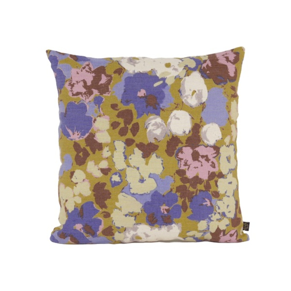 New HAOMY Comporta floral linen cotton pillow cover 18x18 green purple